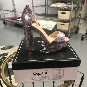Qupid Punk Multi Sequin Heel